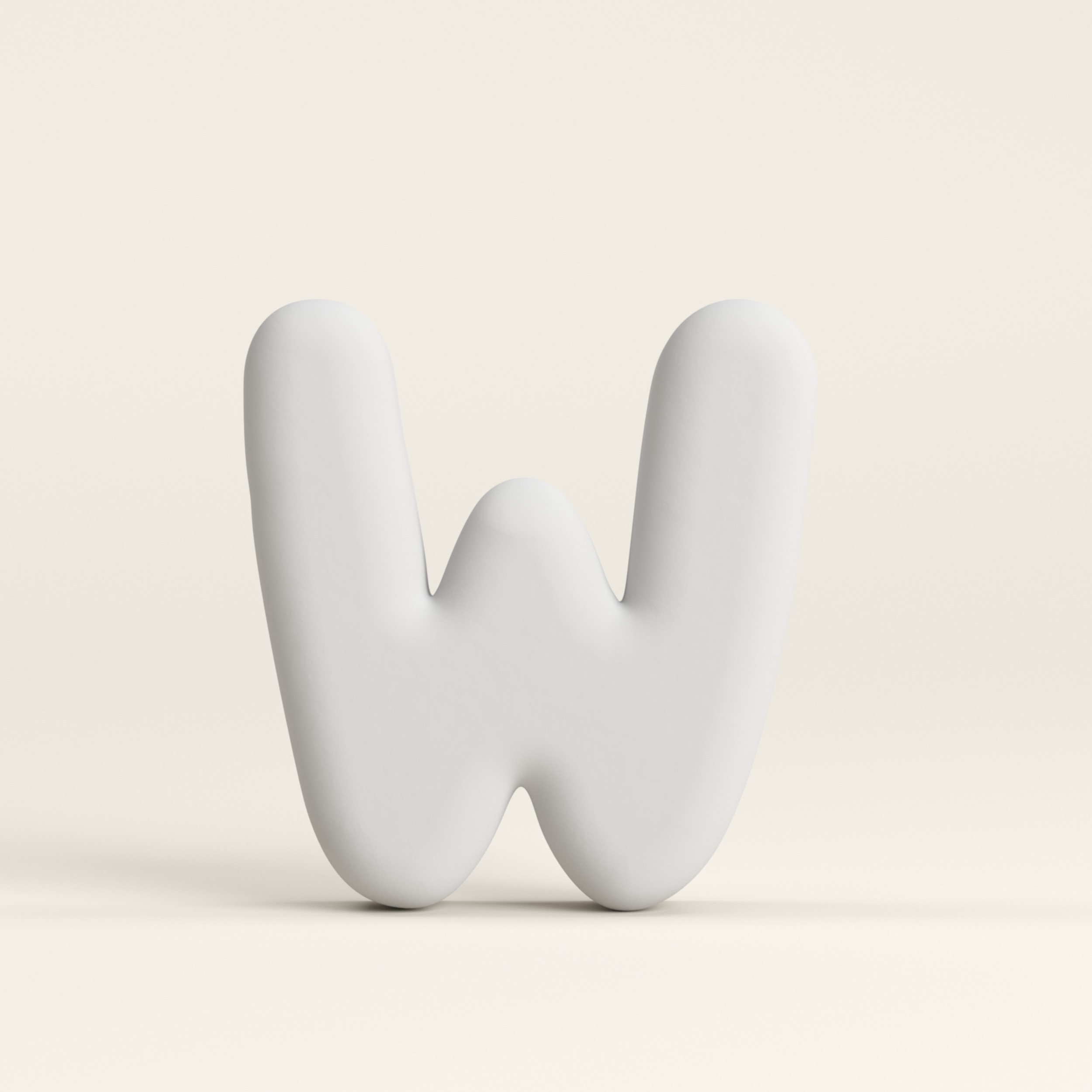Letter W – Unglazed ceramic decor