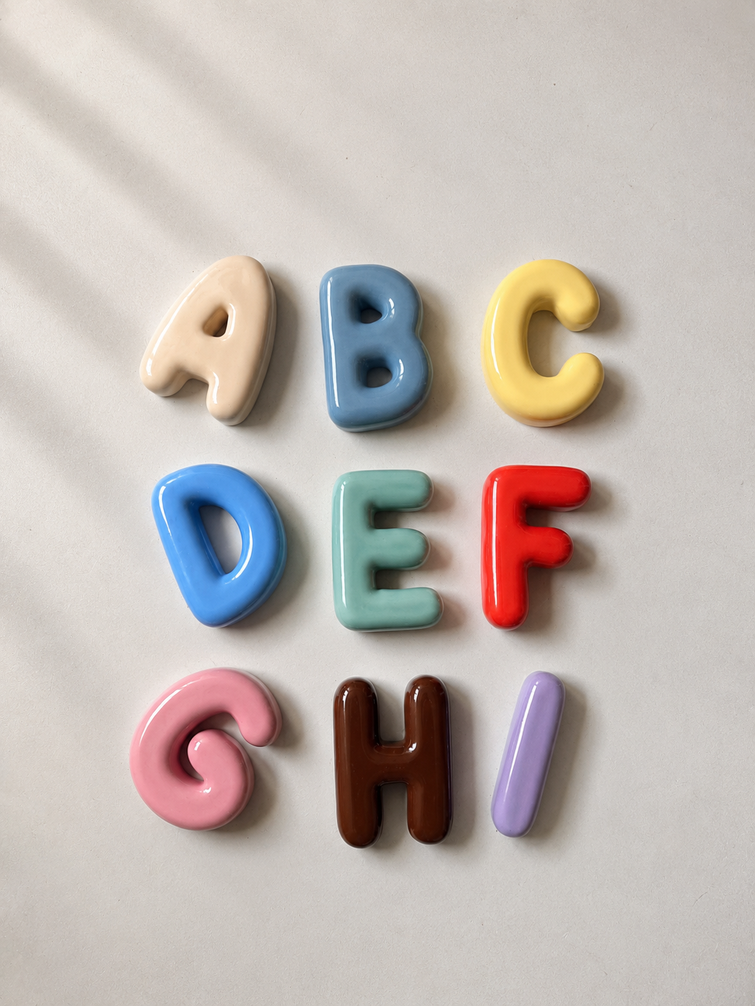 Letters A to I ceramic collection