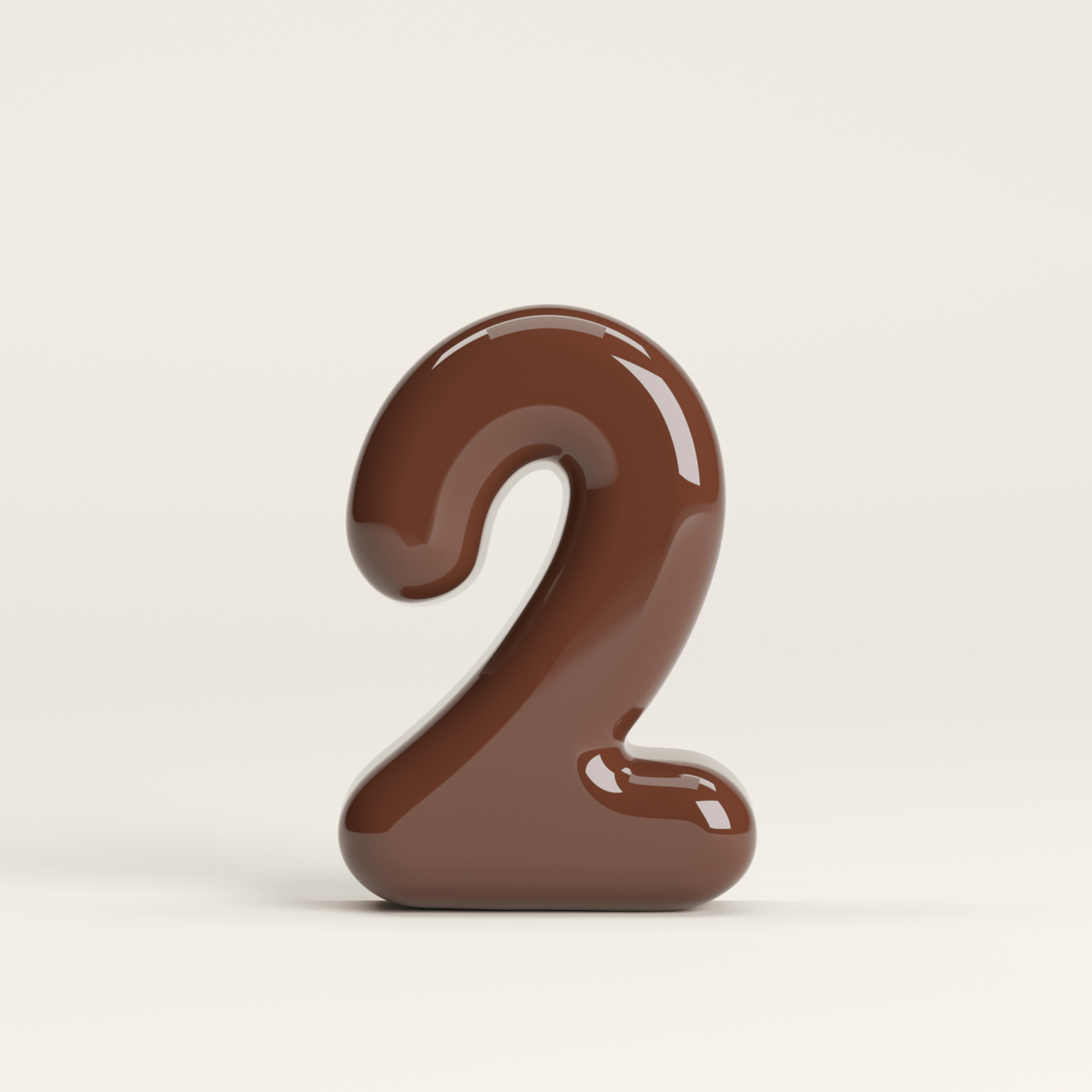 Glossy brown ceramic number &