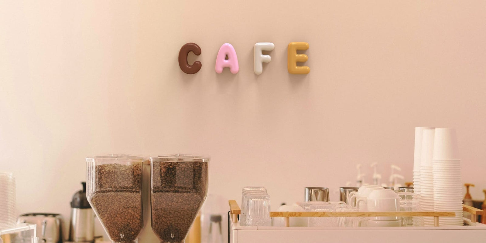 Ceramic letters mounted on a wall