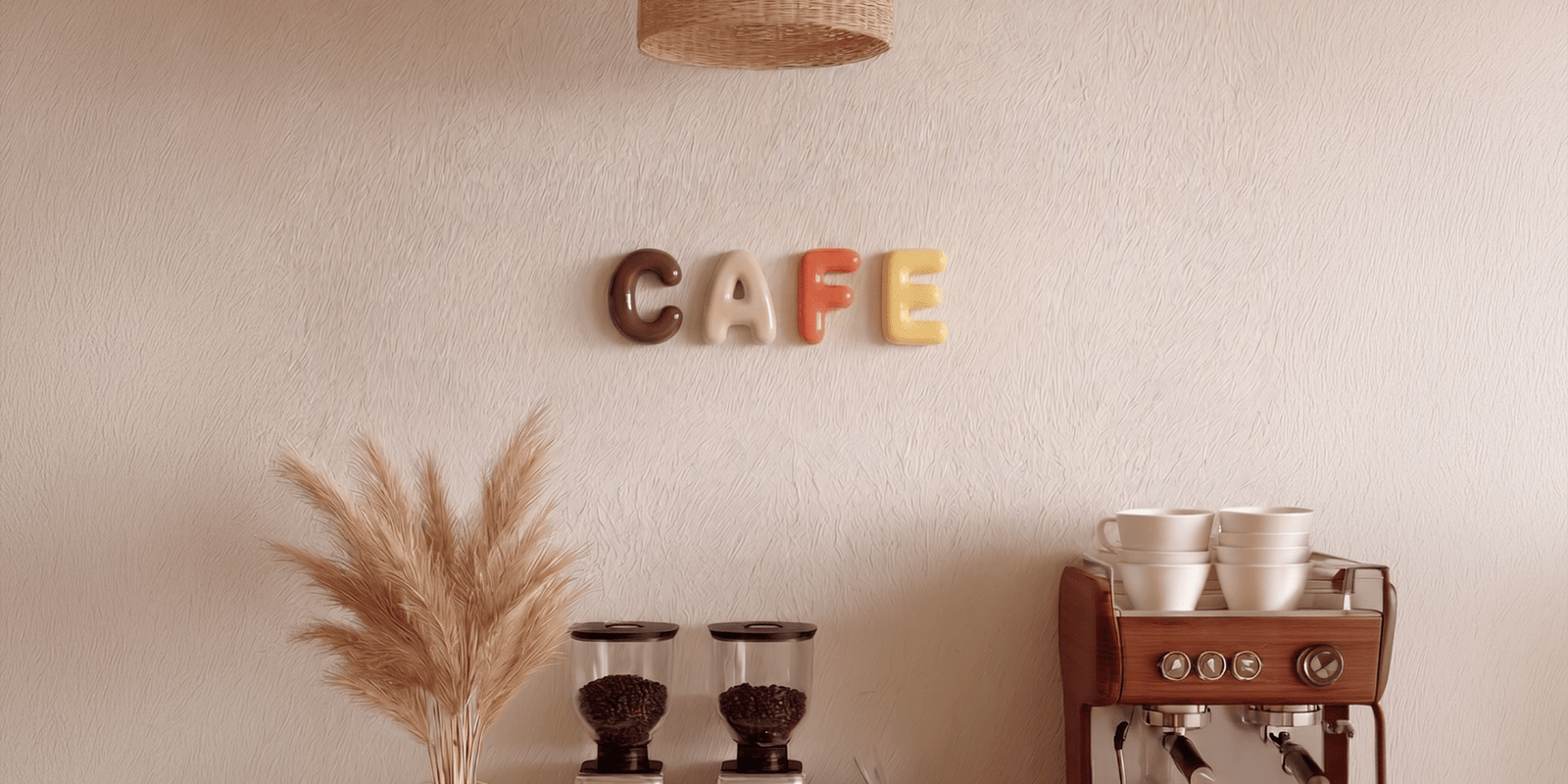 Ceramic letters mounted on a wall