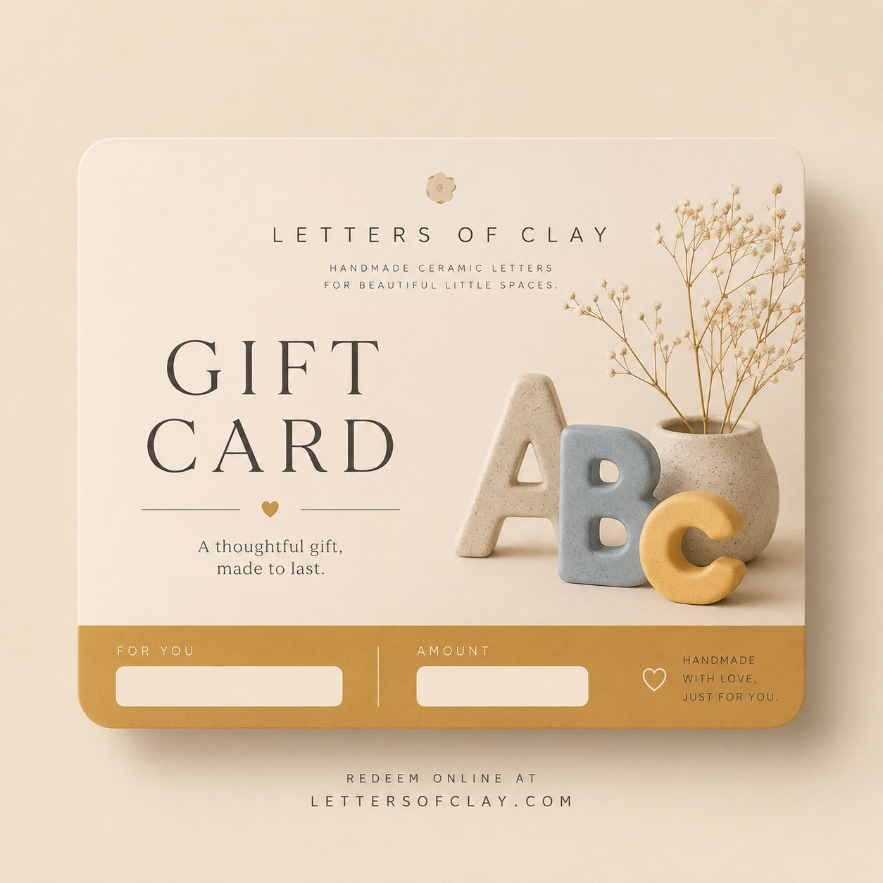Letters of Clay Gift Card