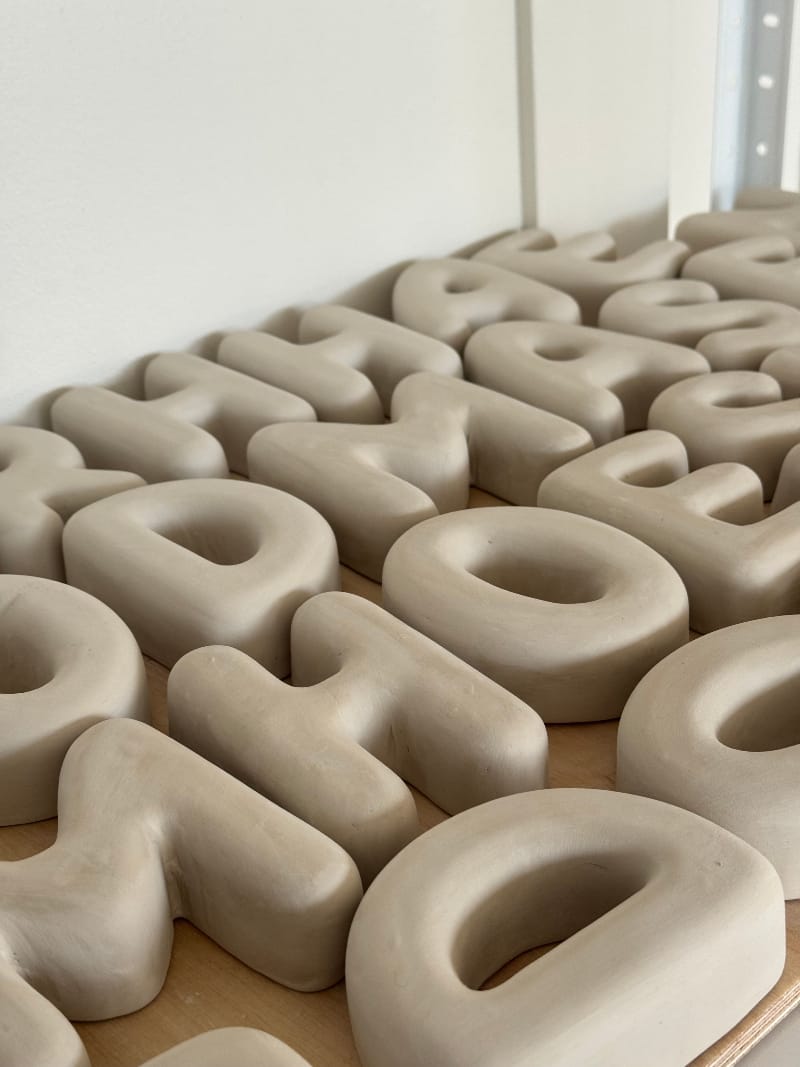 Letter E – handcrafted ceramic decor – Letters of Clay
