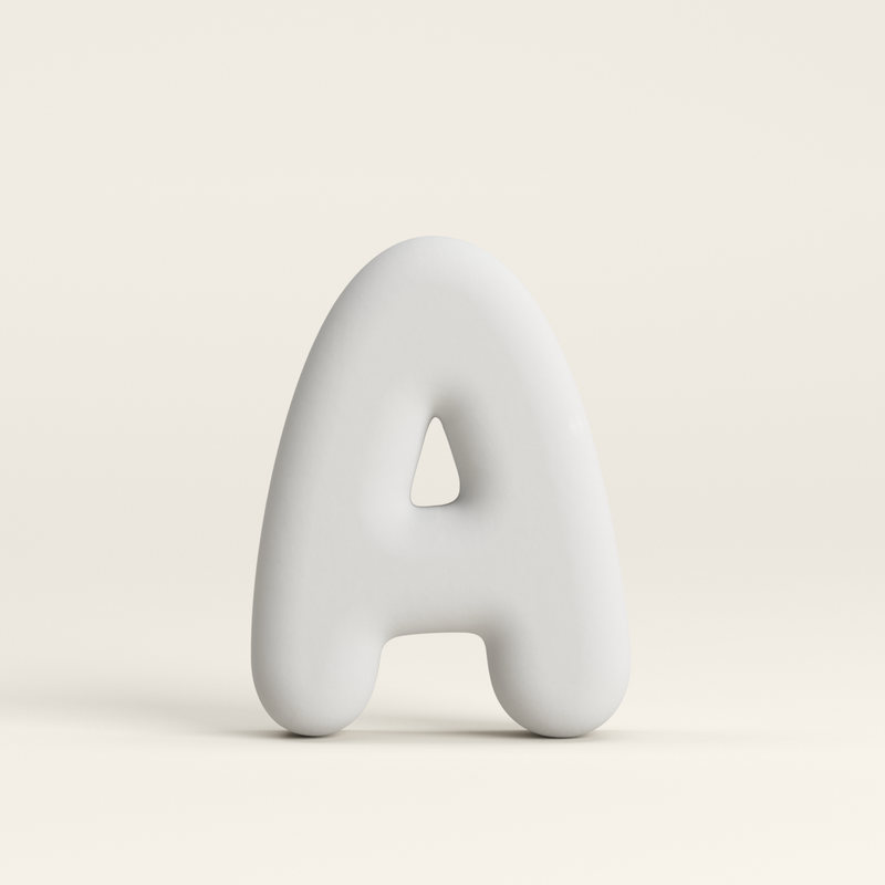 Letter A –  Unglazed ceramic decor