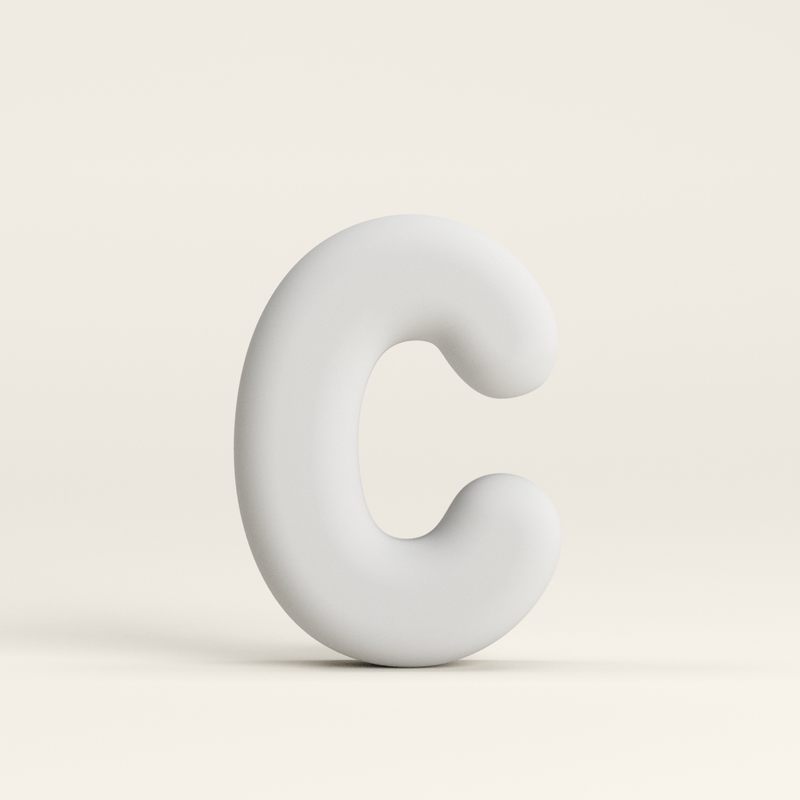 Letter C –  Unglazed ceramic decor
