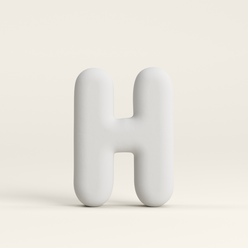 Letter H –  Unglazed ceramic decor