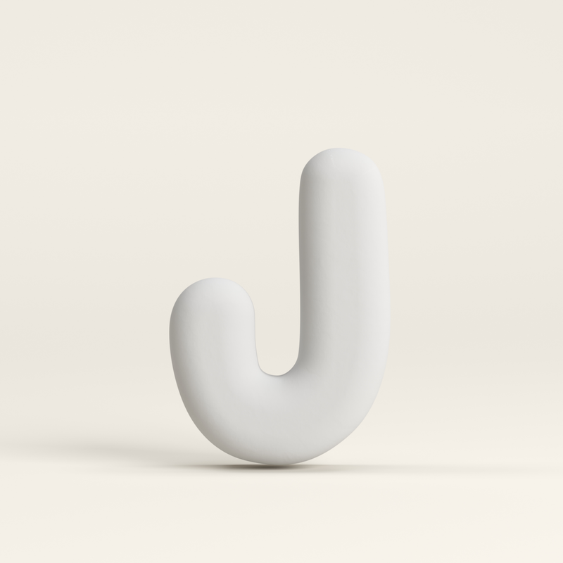 Letter J –  Unglazed ceramic decor