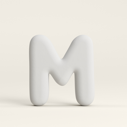 Letter M –  Unglazed ceramic decor