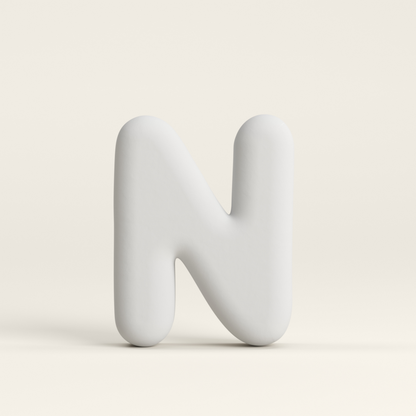Letter N –  Unglazed ceramic decor