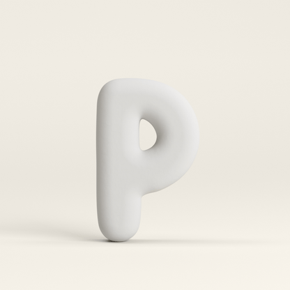 Letter P –  Unglazed ceramic decor