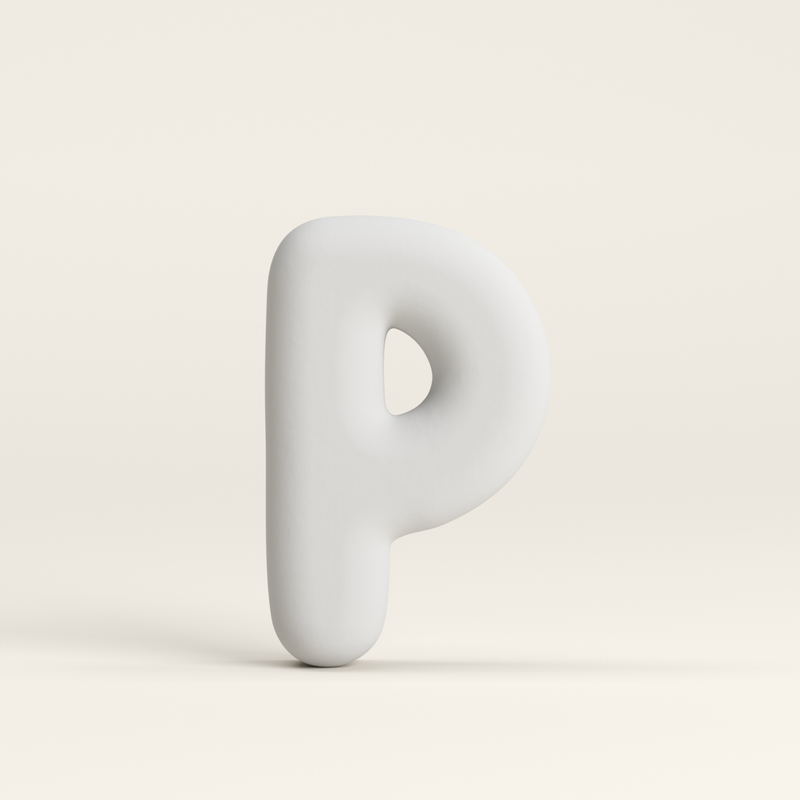 Letter P –  Unglazed ceramic decor