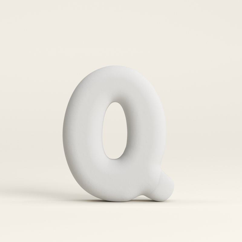 Letter Q –  Unglazed ceramic decor