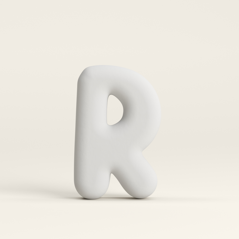 Letter R –  Unglazed ceramic decor