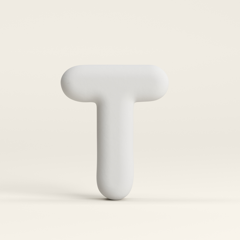 Letter T –  Unglazed ceramic decor
