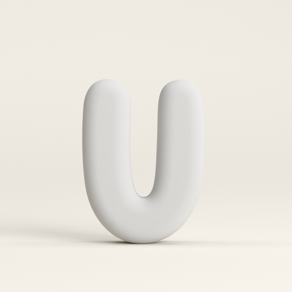 Letter U –  Unglazed ceramic decor