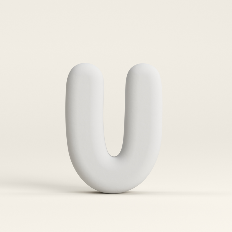 Letter U –  Unglazed ceramic decor