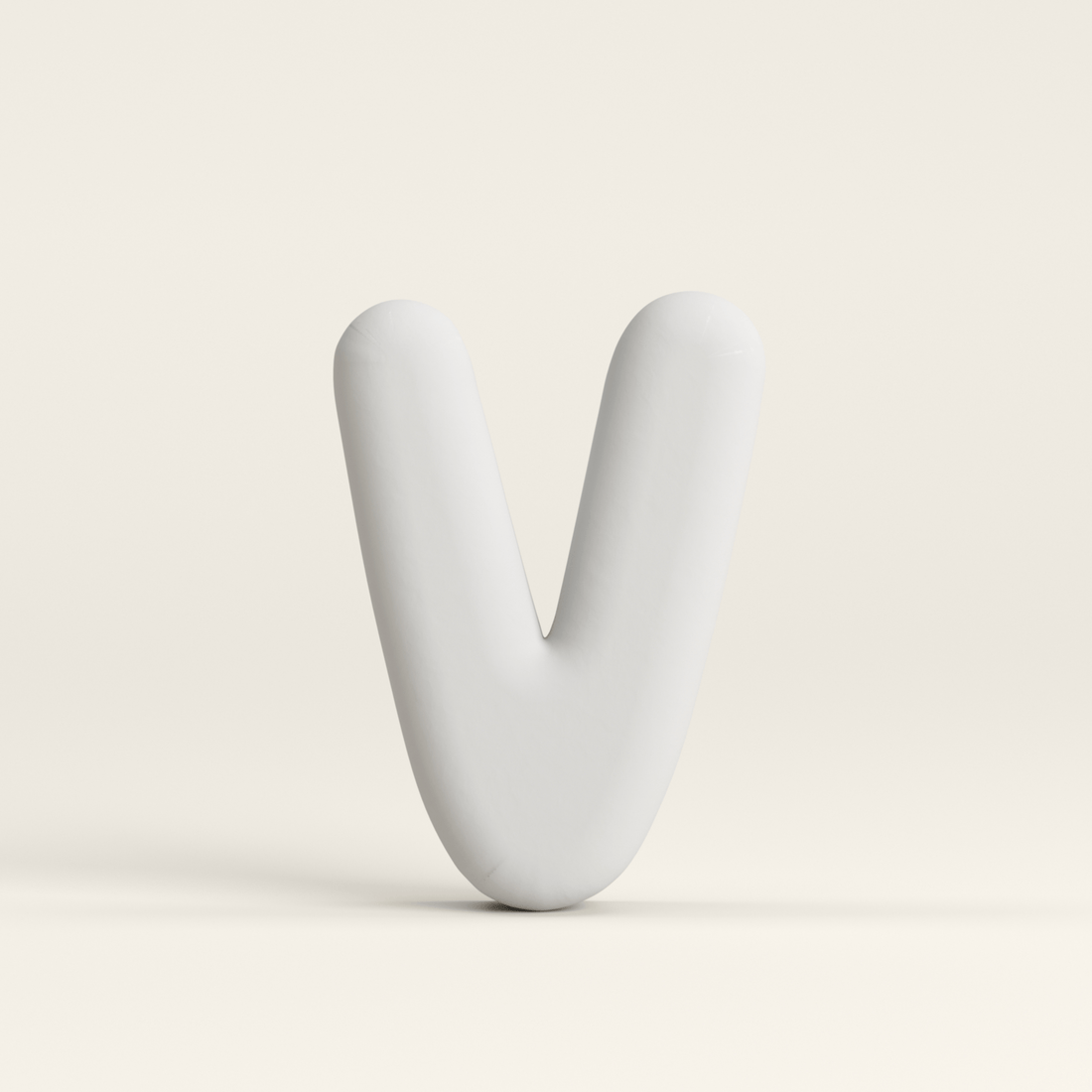 Letter V –  Unglazed ceramic decor