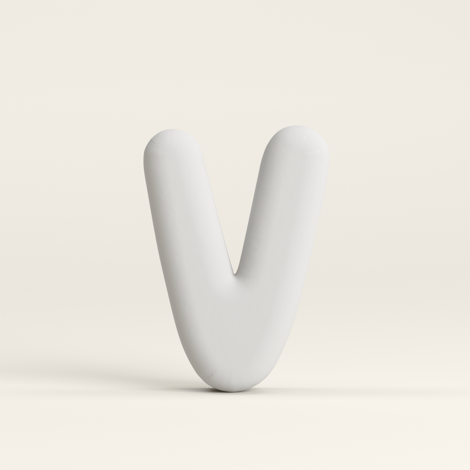 Letter V –  Unglazed ceramic decor