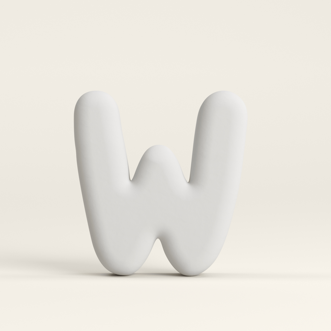 Letter W –  Unglazed ceramic decor