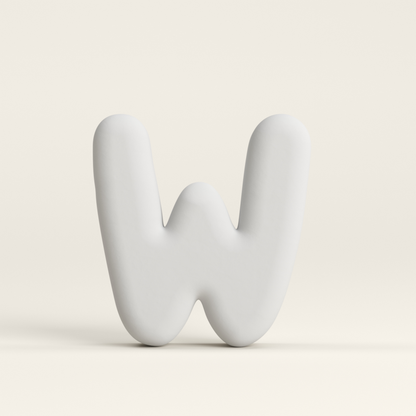 Letter W –  Unglazed ceramic decor