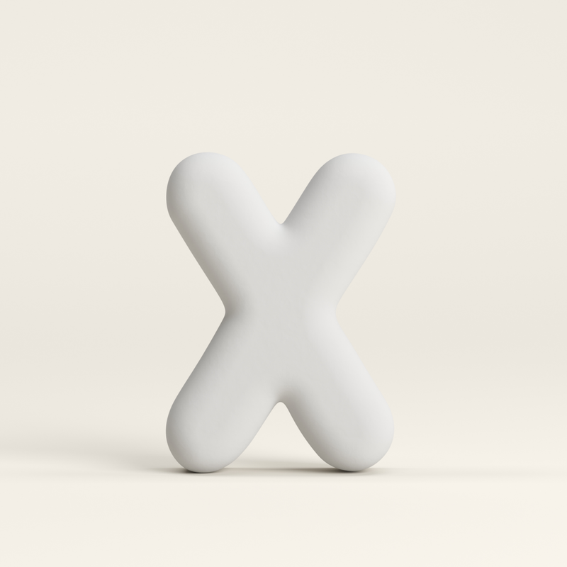Letter X –  Unglazed ceramic decor