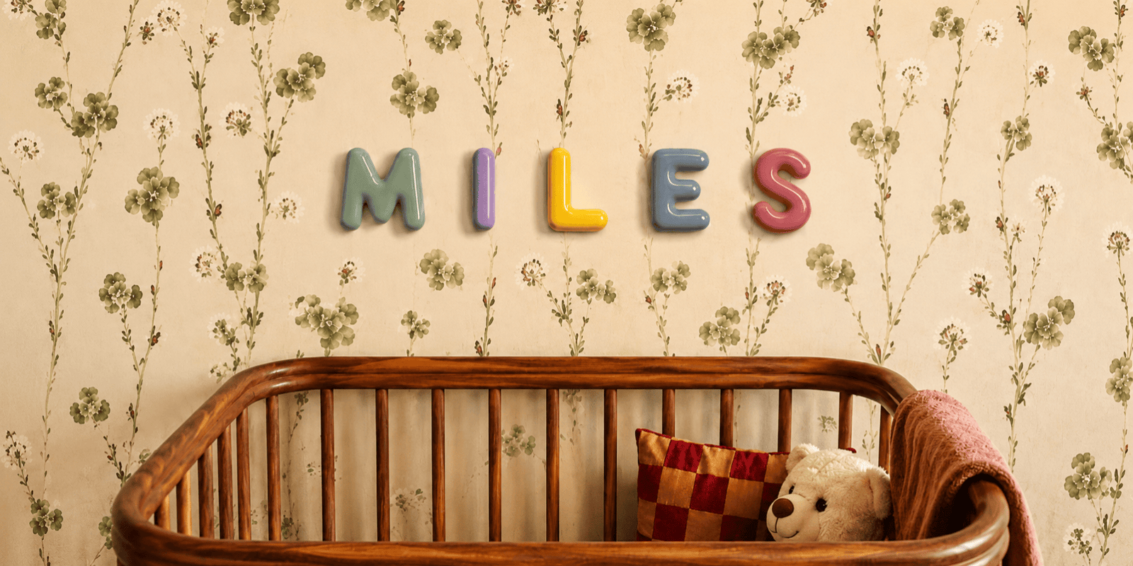 Ceramic letters mounted on a wall