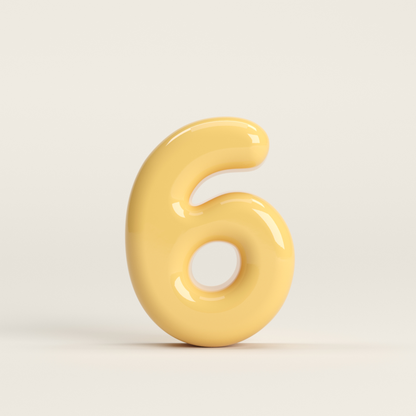 Number 6 – handcrafted ceramic decor