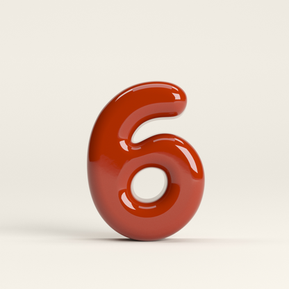 Number 6 – handcrafted ceramic decor