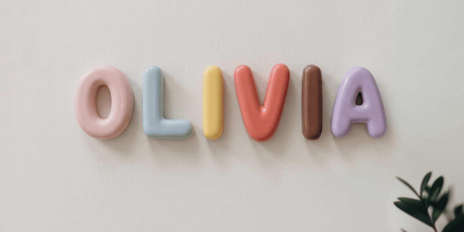 Ceramic letters mounted on a wall