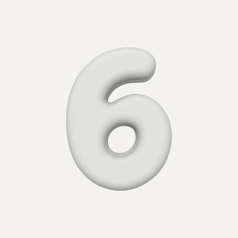 Number 6 – handcrafted ceramic decor